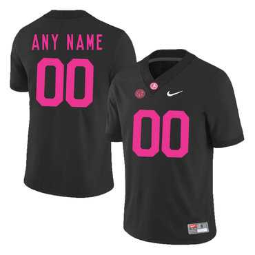 Mens Alabama Crimson Tide Black Customized 2017 Breast Cancer Awareness College Football Jersey